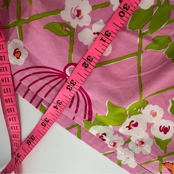 SPARTINA 449 Pink & Green Bird Wilson Maisie Ruffle Tiered Notch Neck Dress Sz M - Picture 8 of 8